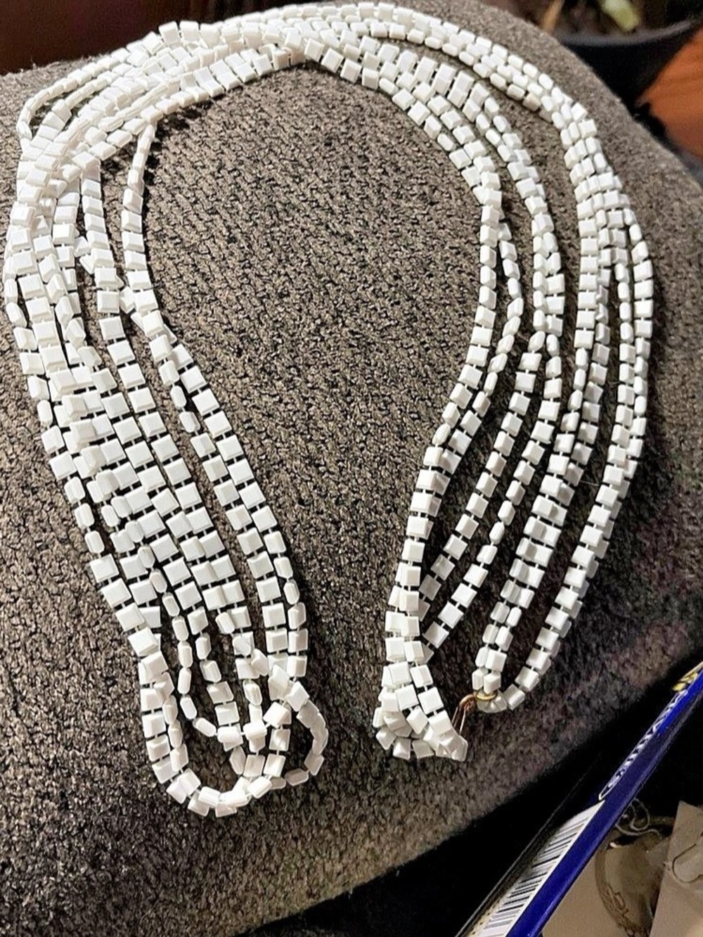 White Beaded Statement Necklace Like New